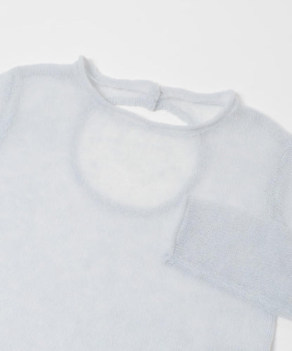 後開口透紗針織上衣