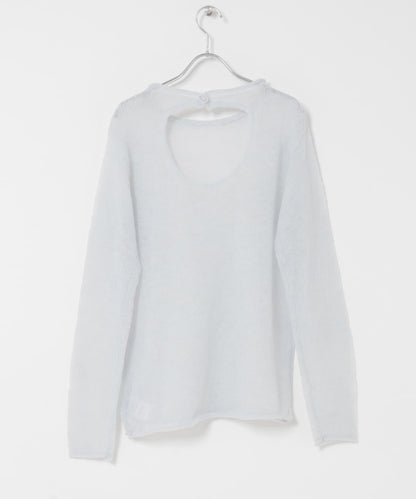 後開口透紗針織上衣