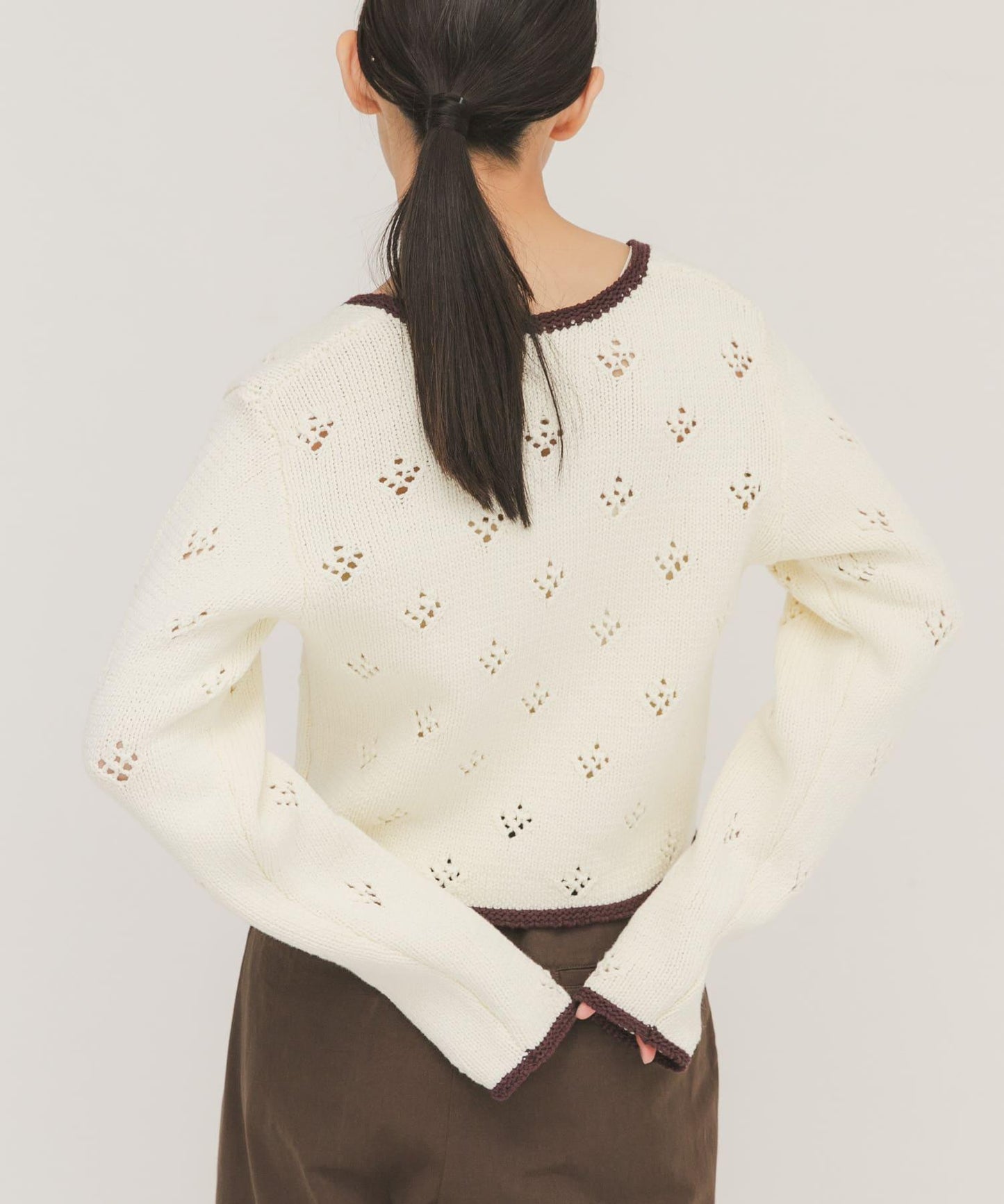 鏤空短款針織開衫