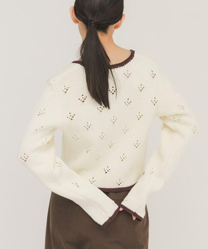 鏤空短款針織開衫