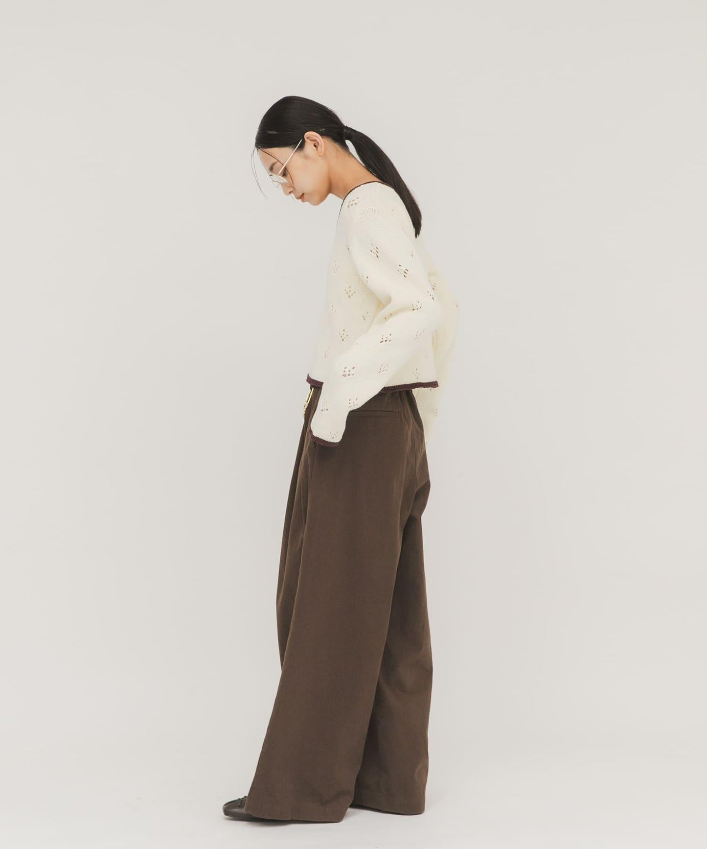 鏤空短款針織開衫