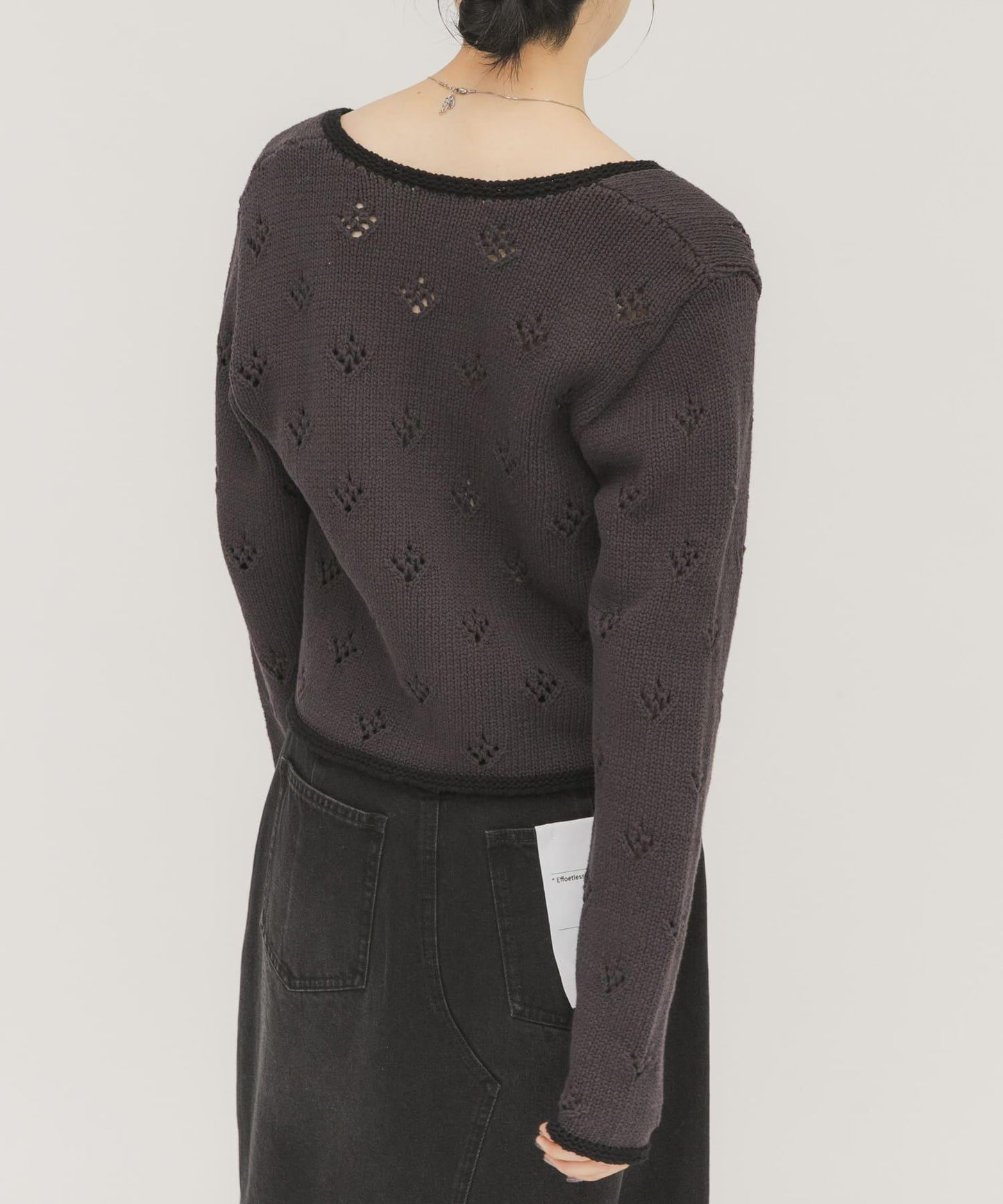 鏤空短款針織開衫