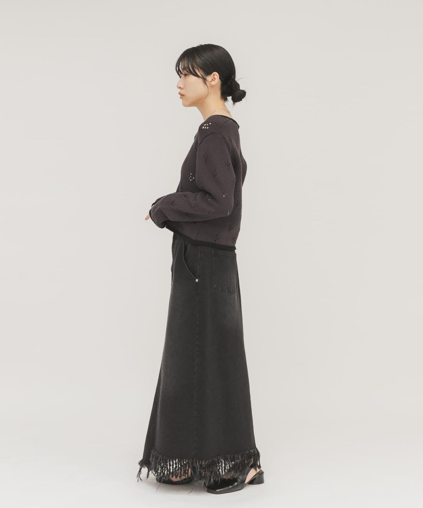 鏤空短款針織開衫