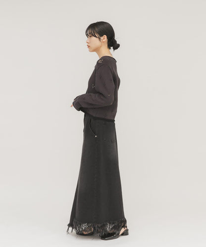 鏤空短款針織開衫