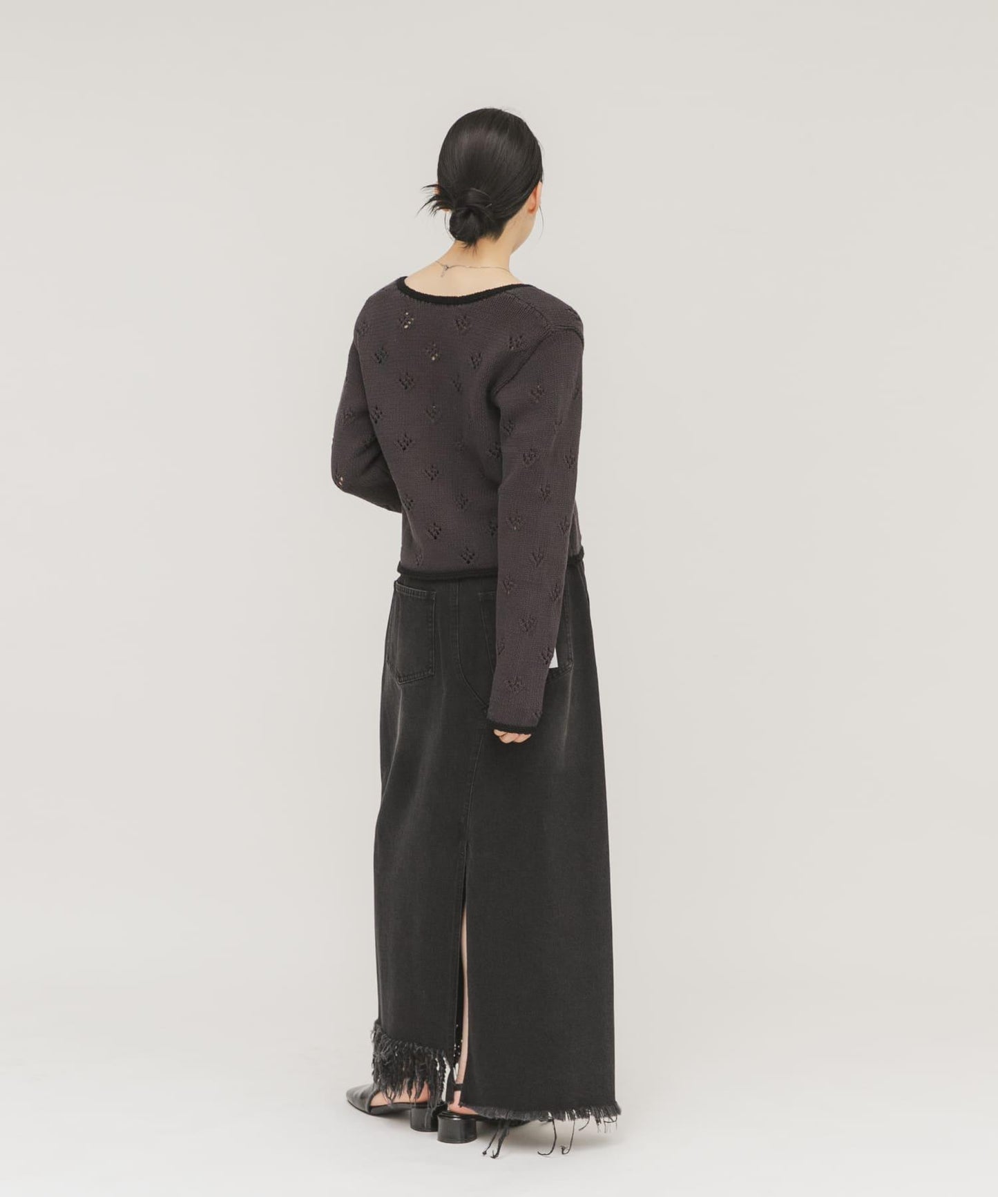 鏤空短款針織開衫