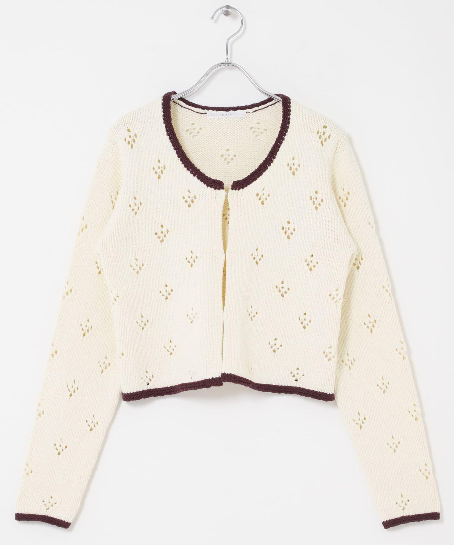 鏤空短款針織開衫