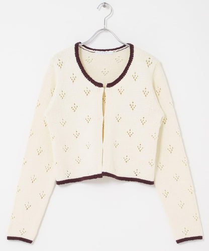 鏤空短款針織開衫