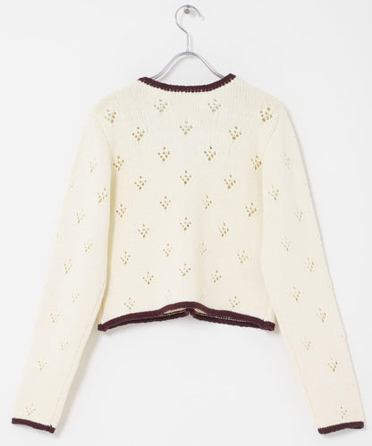 鏤空短款針織開衫