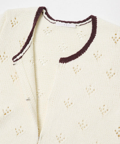 鏤空短款針織開衫