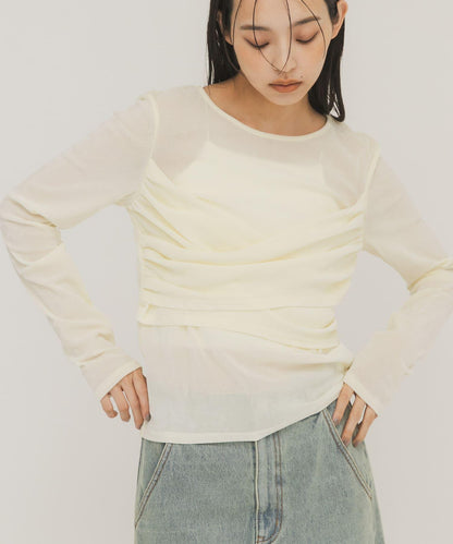 透膚天鵝絨交叉垂墜T恤