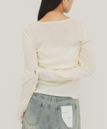 透膚天鵝絨交叉垂墜T恤