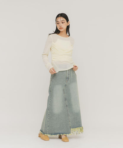 透膚天鵝絨交叉垂墜T恤