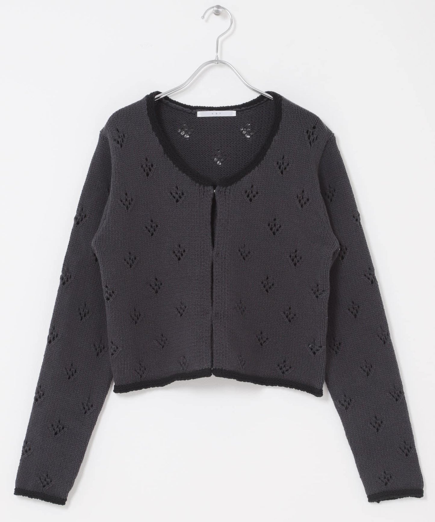 鏤空短款針織開衫