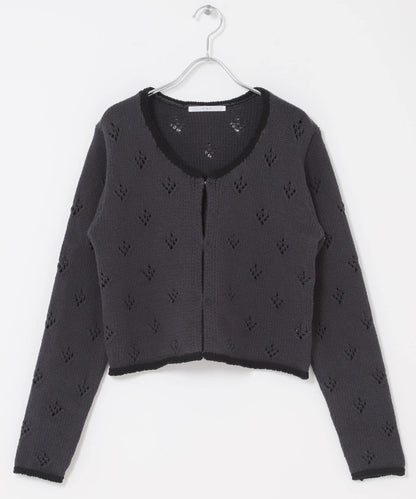 鏤空短款針織開衫