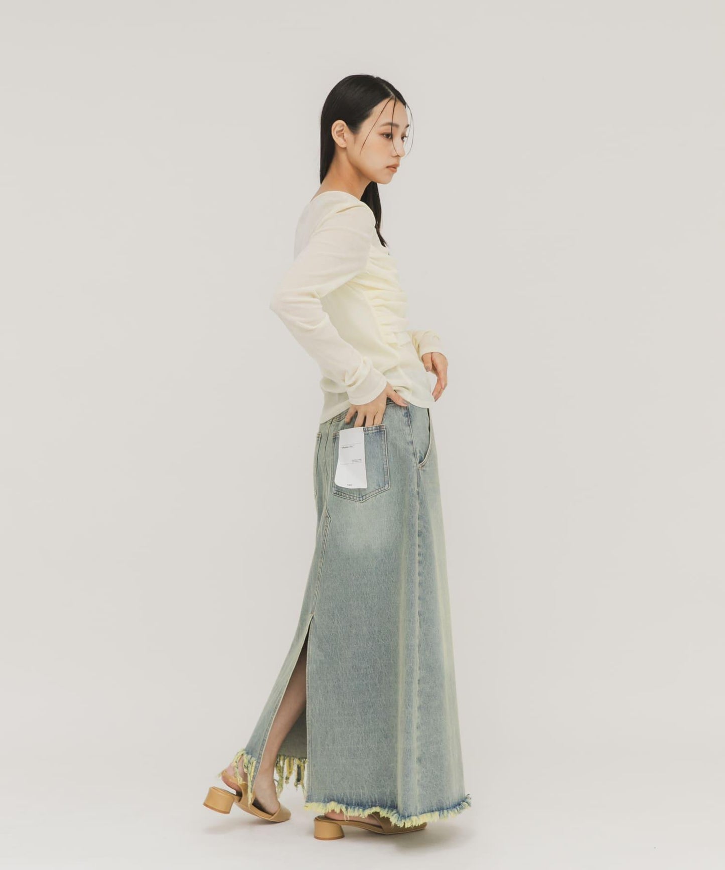 透膚天鵝絨交叉垂墜T恤