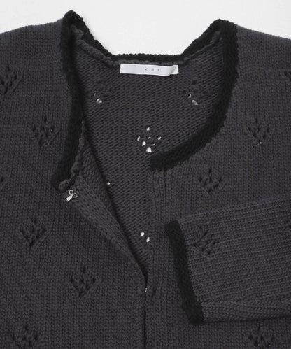 鏤空短款針織開衫