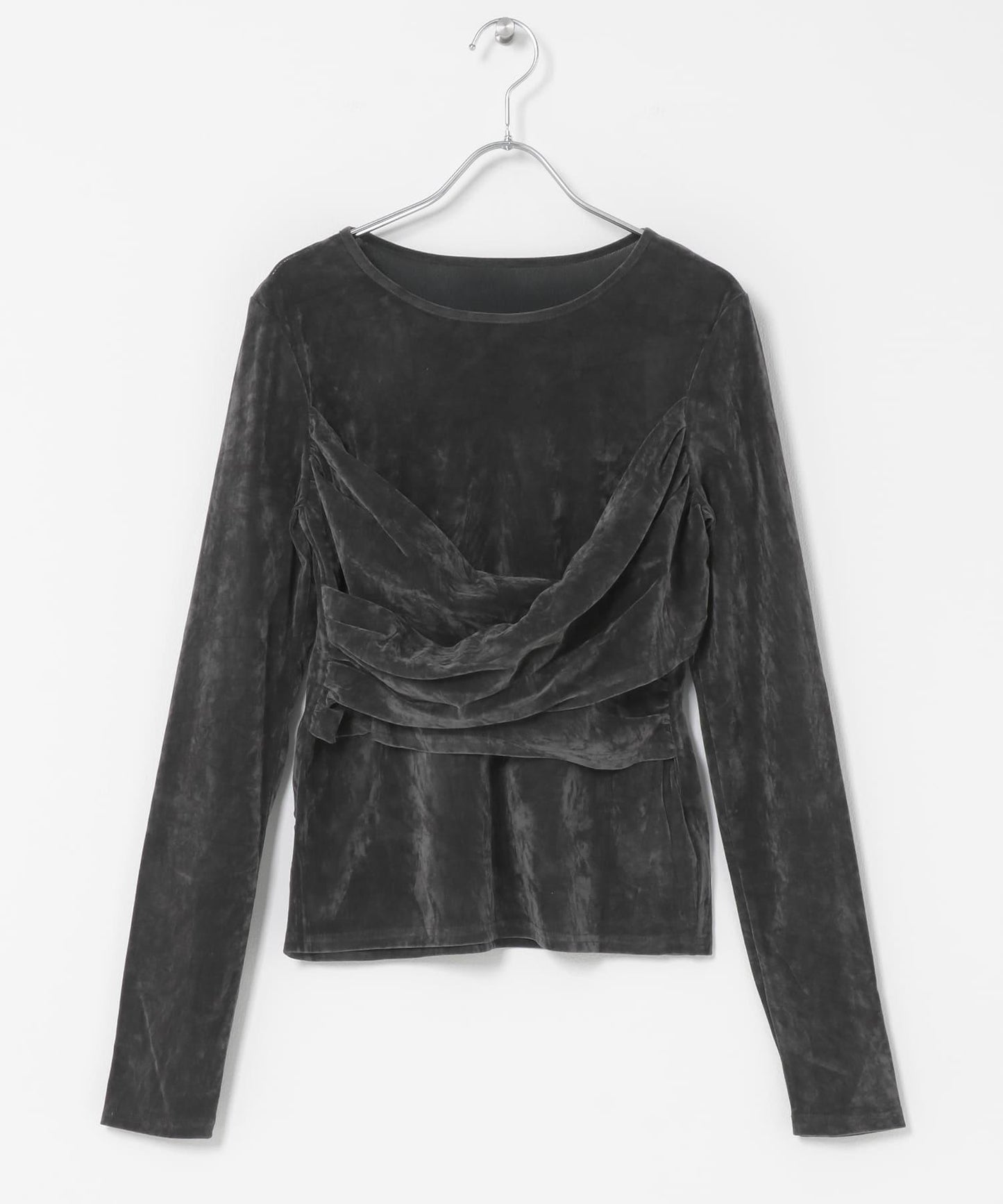 透膚天鵝絨交叉垂墜T恤