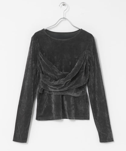 透膚天鵝絨交叉垂墜T恤