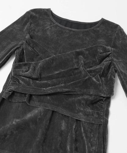 透膚天鵝絨交叉垂墜T恤