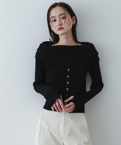 可水洗防花粉 SKINProof 露肩針織毛衣