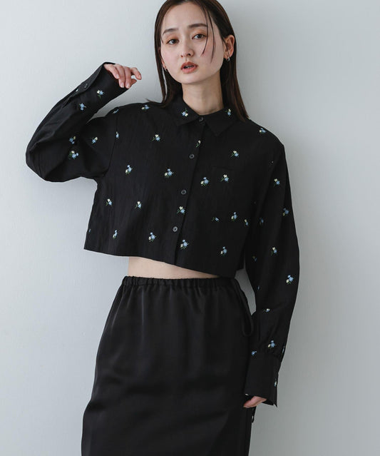 花卉刺繡 短款 襯衫