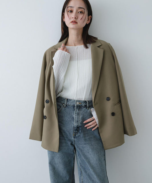 棉結透紗褶皺上衣