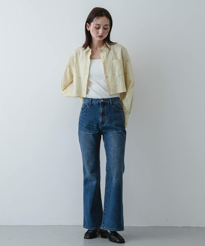 花卉刺繡 短款 襯衫