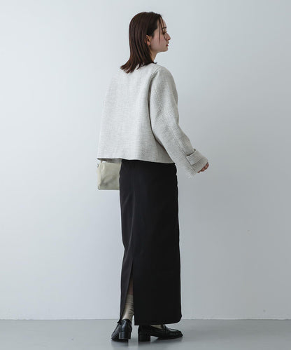 粗花呢無領短款夾克