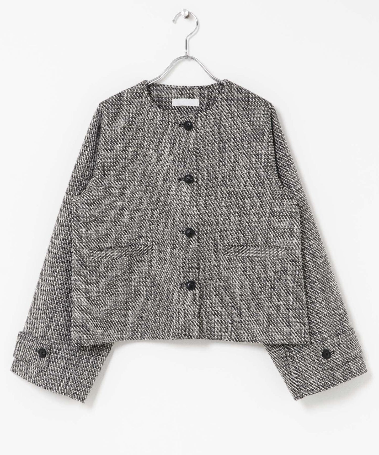 粗花呢無領短款夾克