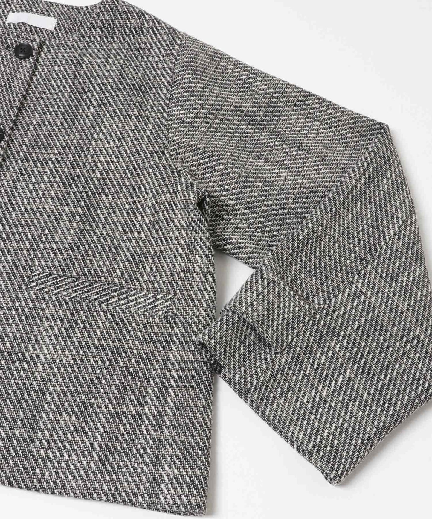 粗花呢無領短款夾克