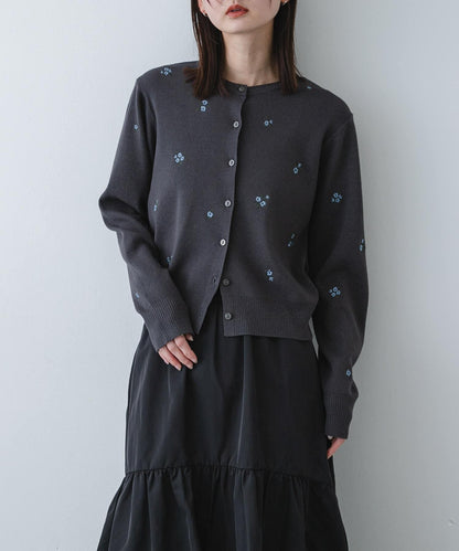 可機洗 小花刺繡 針織開衫