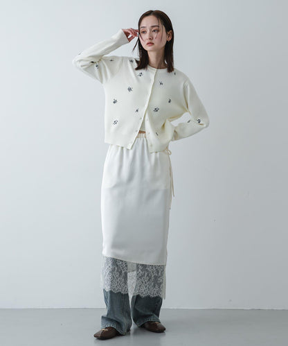 可機洗 小花刺繡 針織開衫