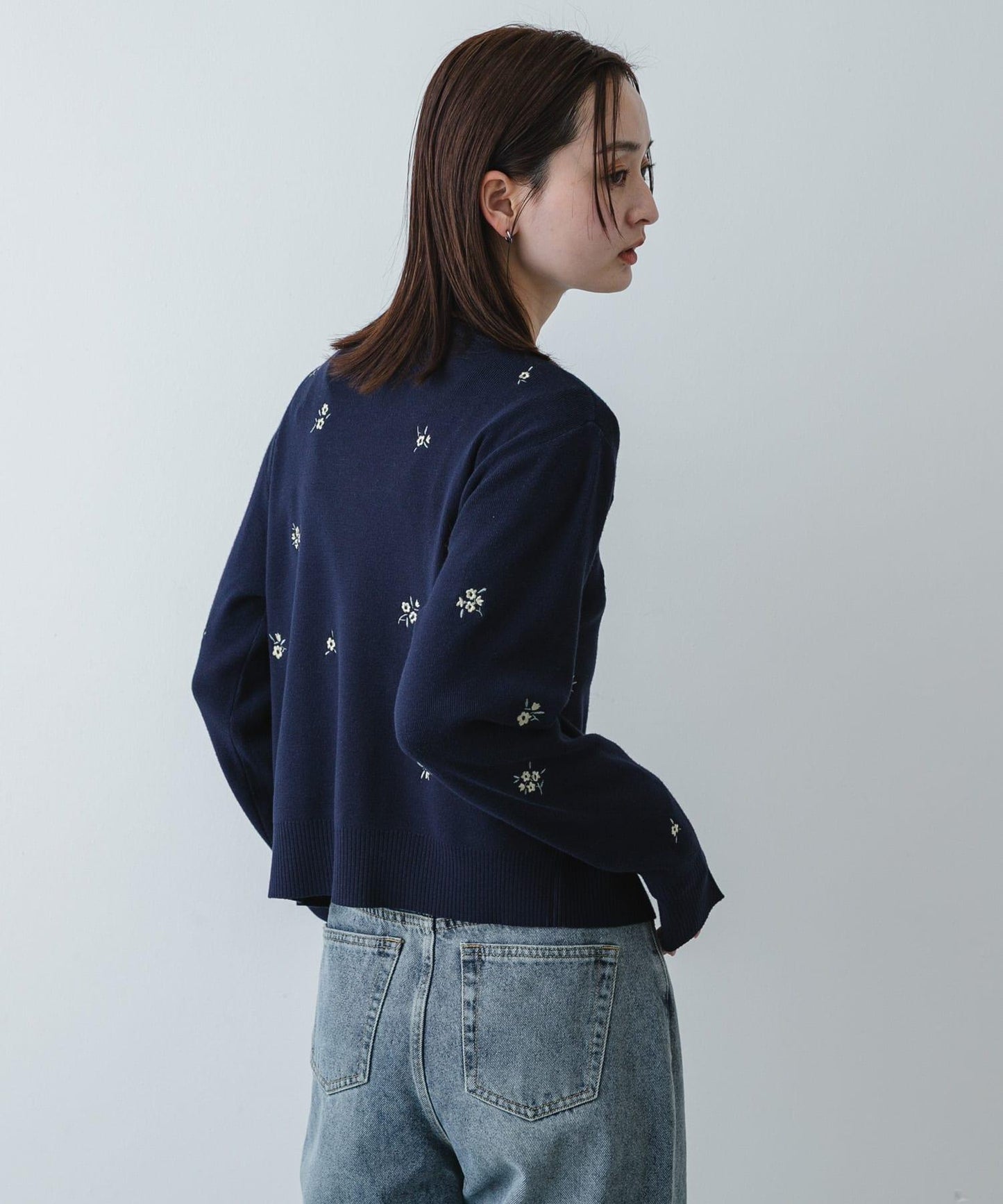 可機洗 小花刺繡 針織開衫