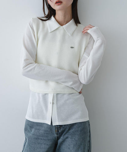 可水洗 亞麻觸感 短款針織衫