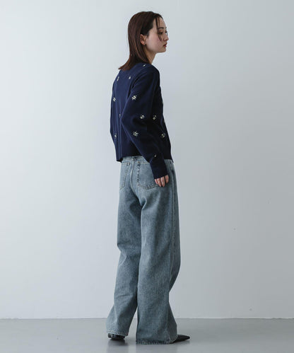 可機洗 小花刺繡 針織開衫