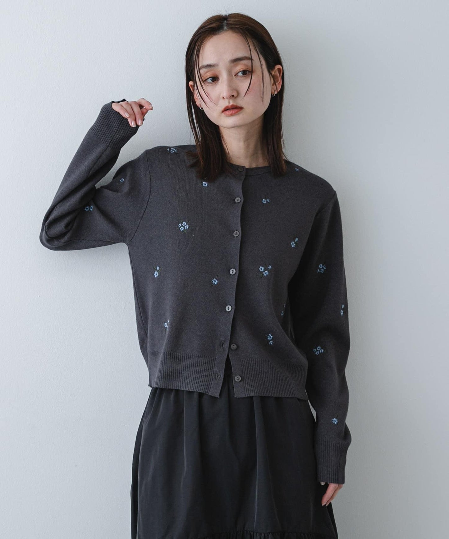 可機洗 小花刺繡 針織開衫