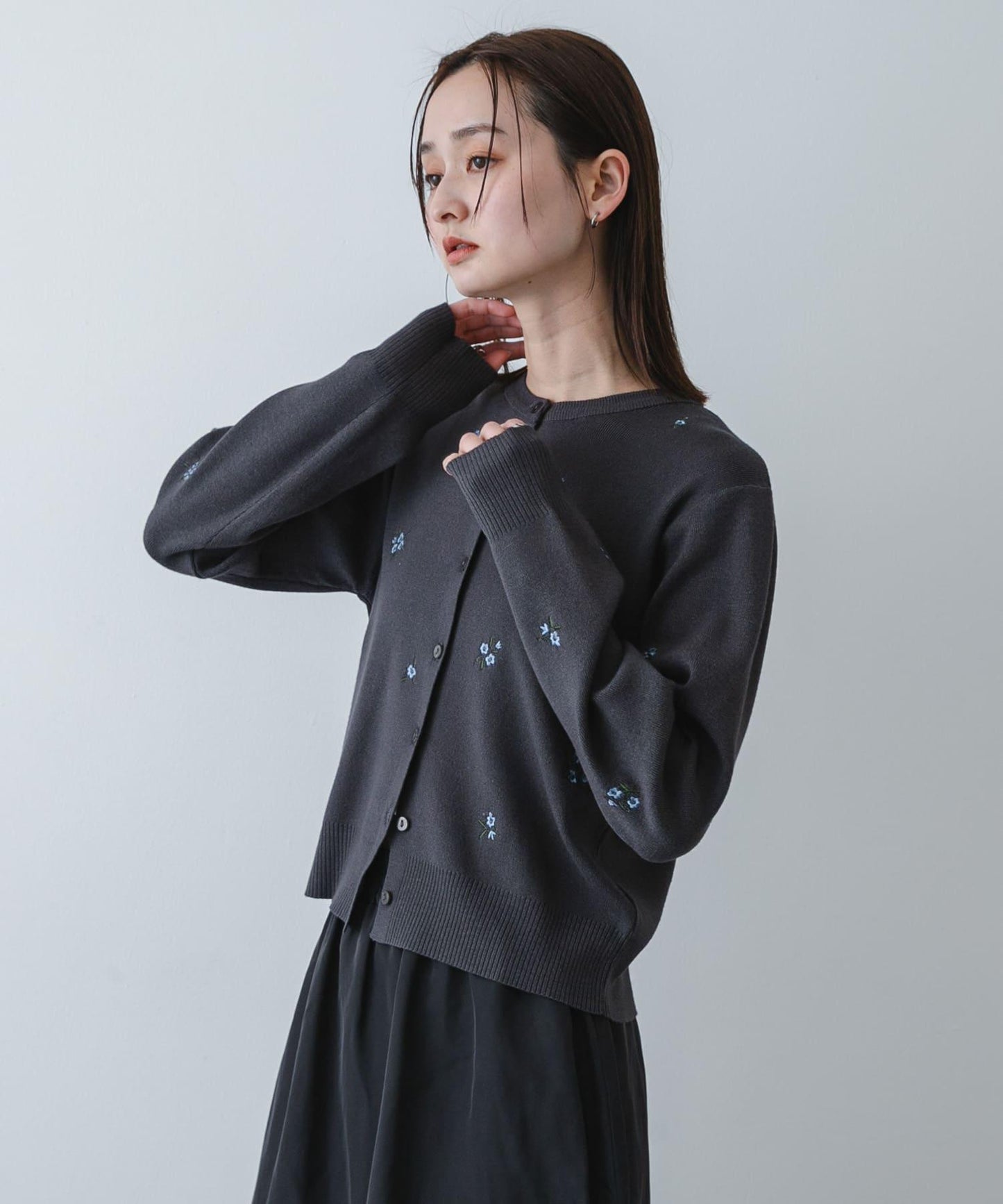 可機洗 小花刺繡 針織開衫