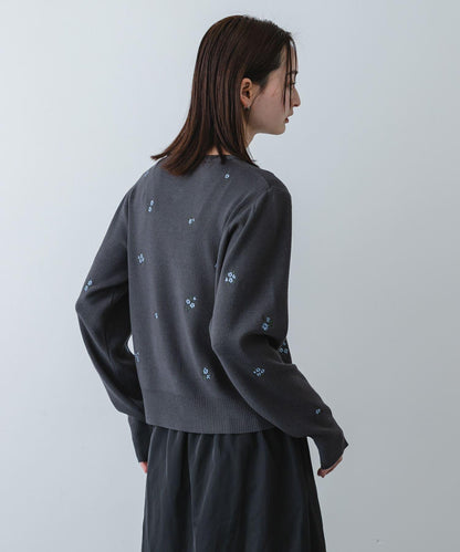 可機洗 小花刺繡 針織開衫