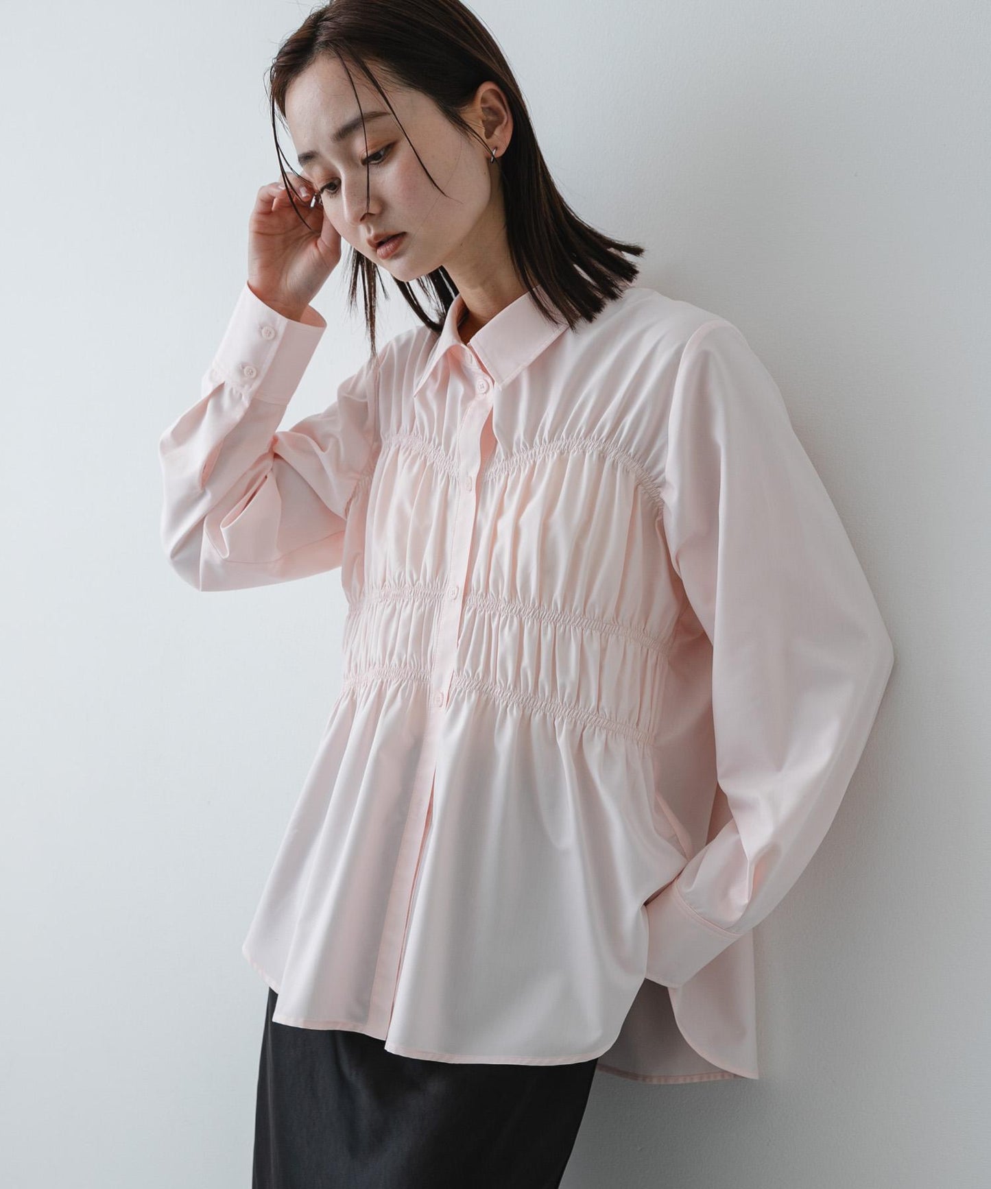 抽褶設計襯衫
