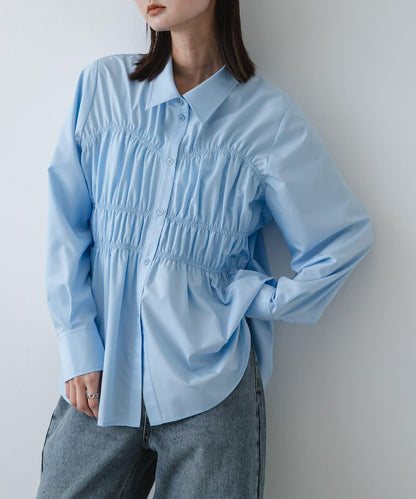 抽褶設計襯衫