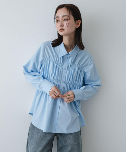抽褶設計襯衫