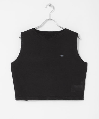 可水洗 亞麻觸感 短款針織衫