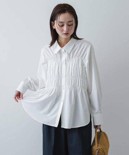 抽褶設計襯衫