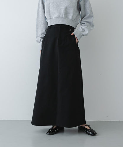 易打理 前口袋 斜紋棉 半身裙