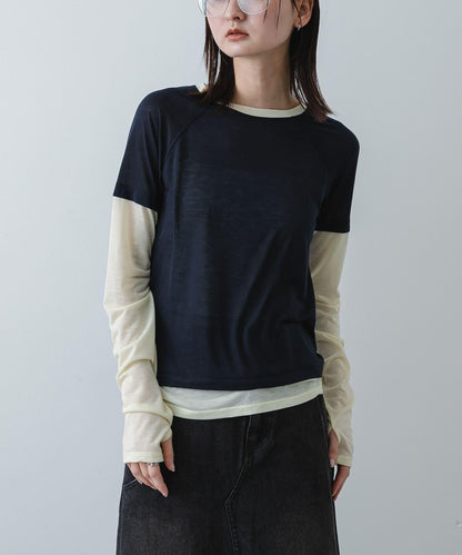 配色疊穿設計合身上衣