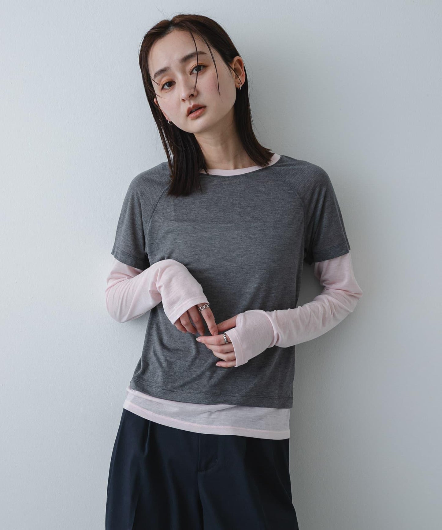 配色疊穿設計合身上衣