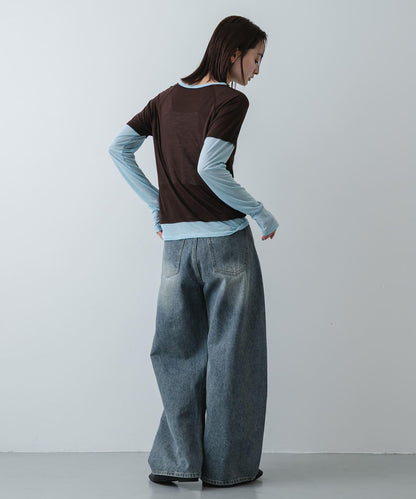 配色疊穿設計合身上衣