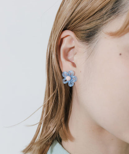 透明花朵耳環