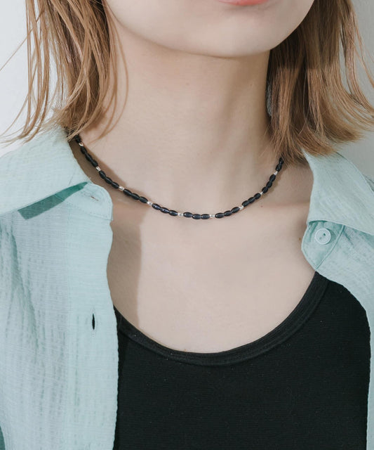 透明橢圓珠項鍊