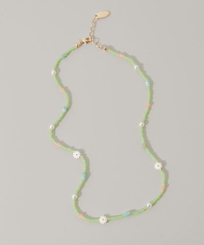 花朵圖案 彩色珠串 項鍊